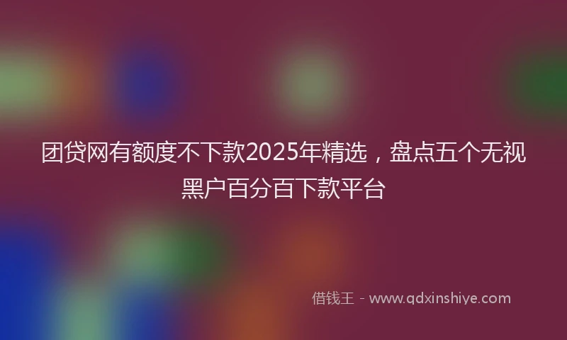 团贷网有额度不下款2025年精选，盘点五个无视黑户百分百下款平台