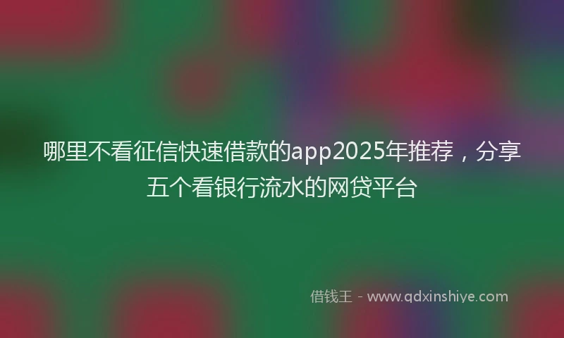 哪里不看征信快速借款的app2025年推荐，分享五个看银行流水的网贷平台