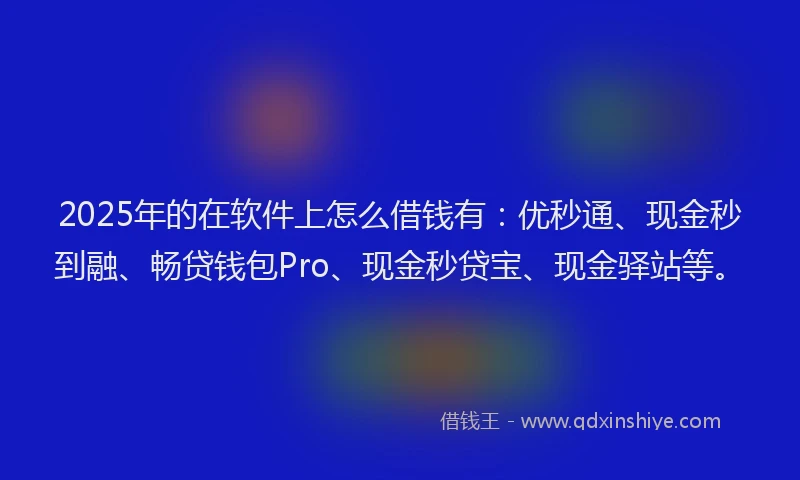 2025年的在软件上怎么借钱有：优秒通、现金秒到融、畅贷钱包Pro、现金秒贷宝、现金驿站等。