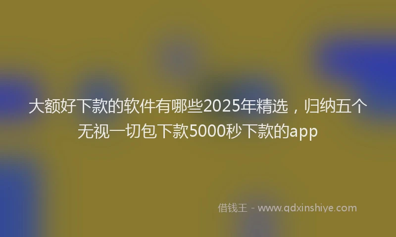 大额好下款的软件有哪些2025年精选，归纳五个无视一切包下款5000秒下款的app