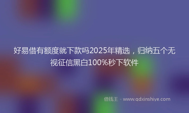 好易借有额度就下款吗2025年精选，归纳五个无视征信黑白100%秒下软件
