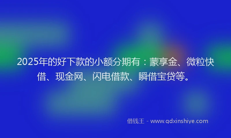 2025年的好下款的小额分期有：蒙享金、微粒快借、现金网、闪电借款、瞬借宝贷等。