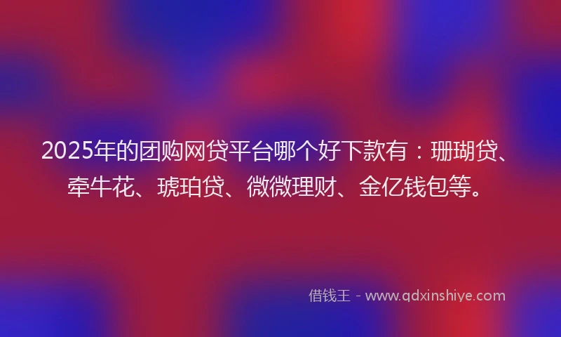 2025年的团购网贷平台哪个好下款有：珊瑚贷、牵牛花、琥珀贷、微微理财、金亿钱包等。