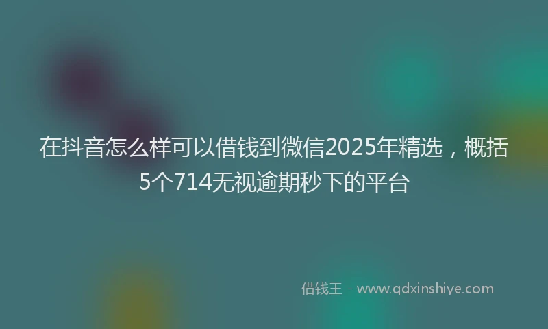 在抖音怎么样可以借钱到微信2025年精选，概括5个714无视逾期秒下的平台