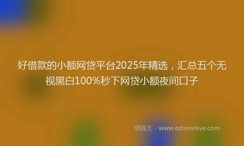 好借款的小额网贷平台2025年精选，汇总五个无视黑白100%秒下网贷小额夜间口子