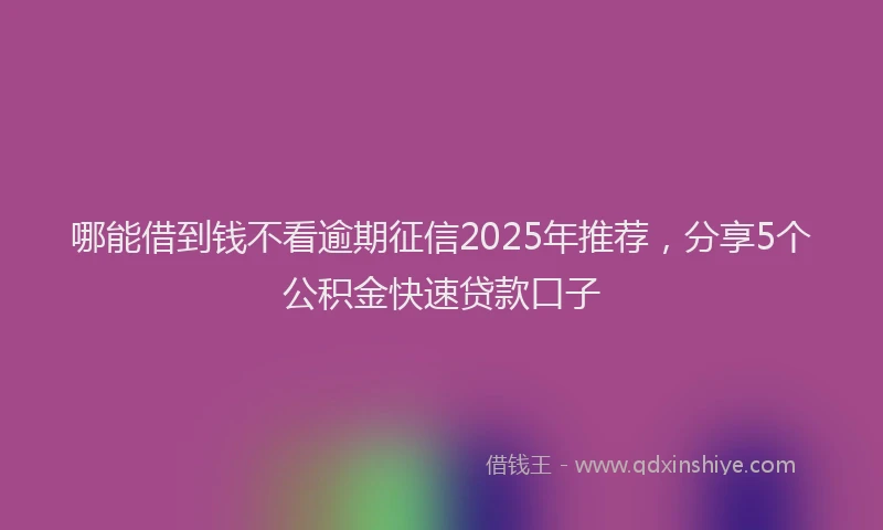 哪能借到钱不看逾期征信2025年推荐，分享5个公积金快速贷款口子