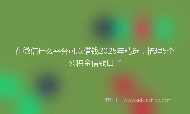 在微信什么平台可以借钱2025年精选，梳理5个公积金借钱口子