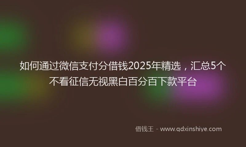 如何通过微信支付分借钱2025年精选，汇总5个不看征信无视黑白百分百下款平台