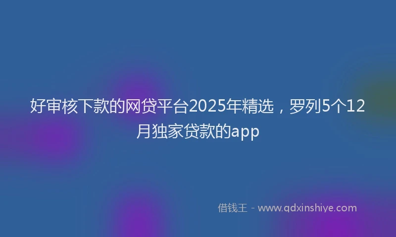 好审核下款的网贷平台2025年精选，罗列5个12月独家贷款的app