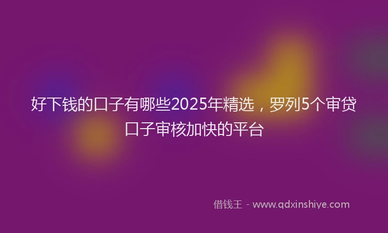 好下钱的口子有哪些2025年精选，罗列5个审贷口子审核加快的平台