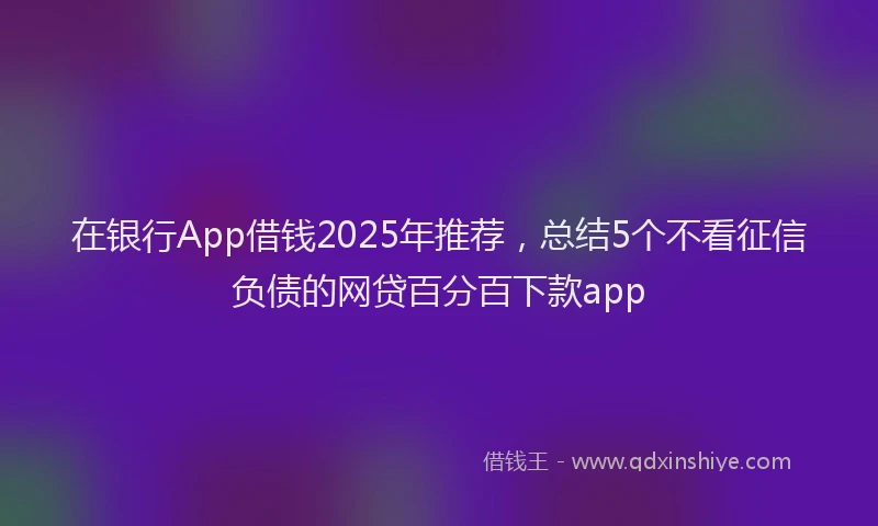 在银行App借钱2025年推荐，总结5个不看征信负债的网贷百分百下款app