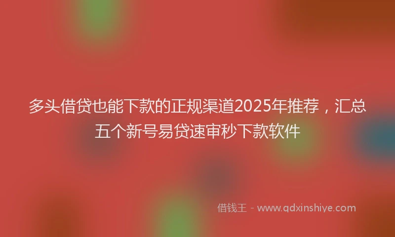 多头借贷也能下款的正规渠道2025年推荐，汇总五个新号易贷速审秒下款软件