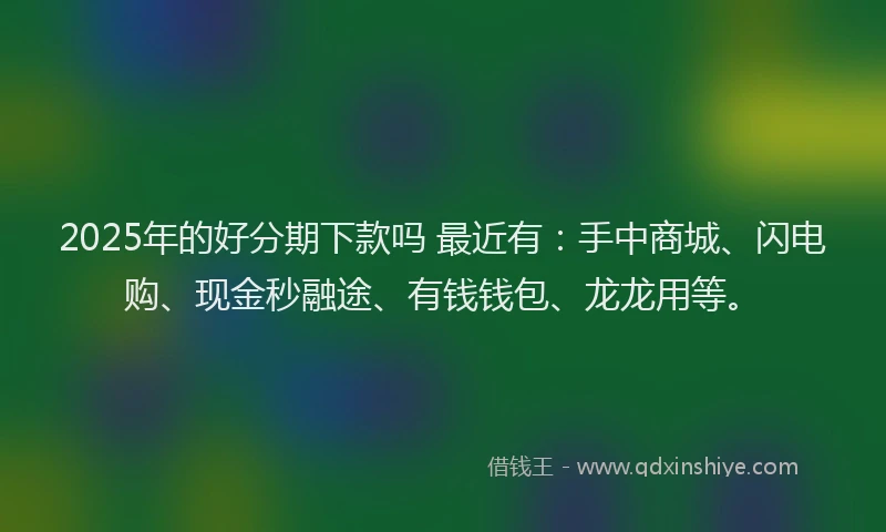 2025年的好分期下款吗 最近有：手中商城、闪电购、现金秒融途、有钱钱包、龙龙用等。