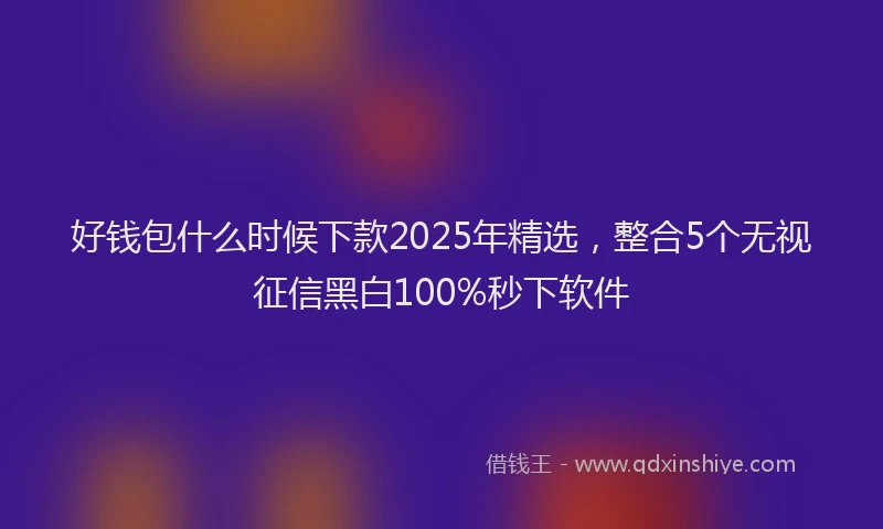 好钱包什么时候下款2025年精选，整合5个无视征信黑白100%秒下软件