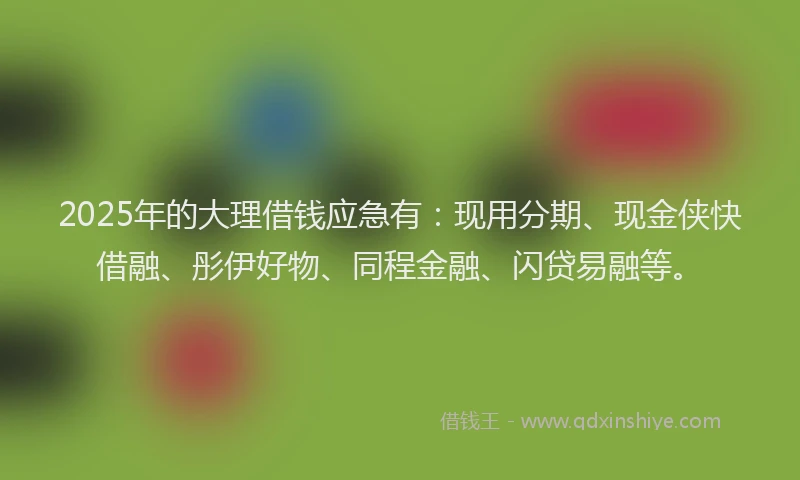 2025年的大理借钱应急有：现用分期、现金侠快借融、彤伊好物、同程金融、闪贷易融等。