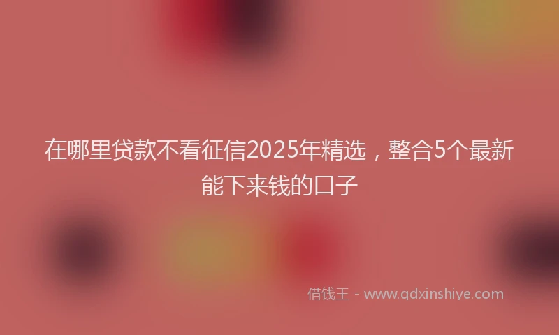 在哪里贷款不看征信2025年精选，整合5个最新能下来钱的口子