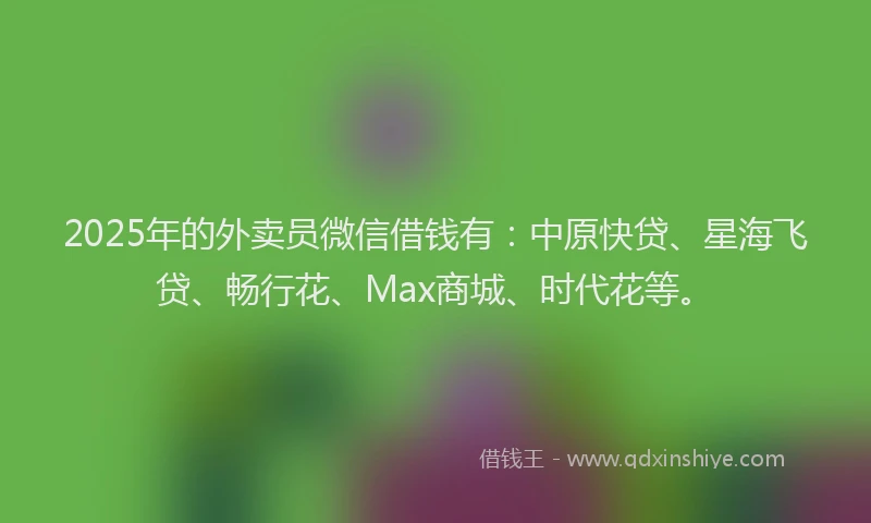 2025年的外卖员微信借钱有：中原快贷、星海飞贷、畅行花、Max商城、时代花等。