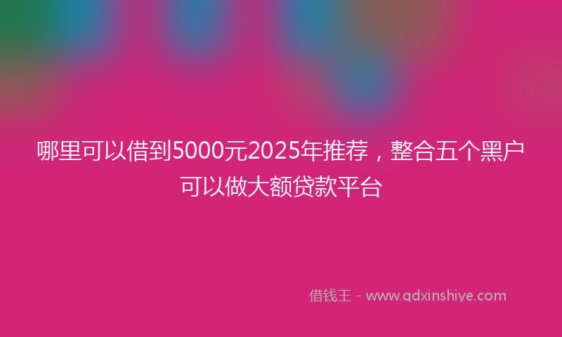 哪里可以借到5000元2025年推荐，整合五个黑户可以做大额贷款平台