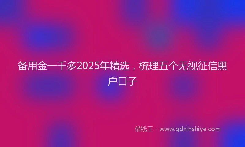 备用金一千多2025年精选，梳理五个无视征信黑户口子
