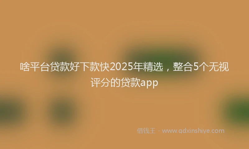 啥平台贷款好下款快2025年精选，整合5个无视评分的贷款app