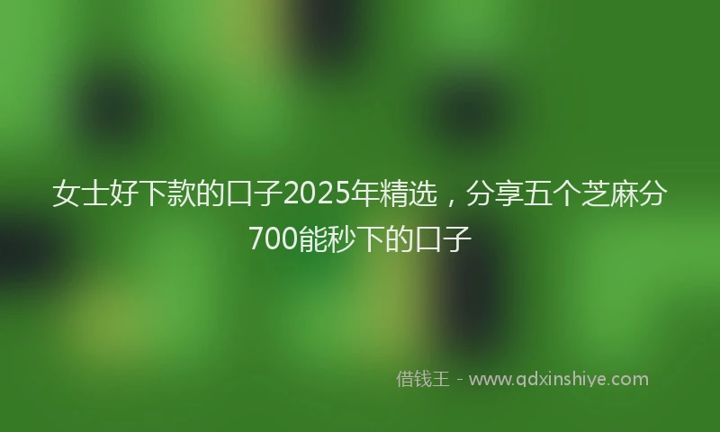 女士好下款的口子2025年精选，分享五个芝麻分700能秒下的口子