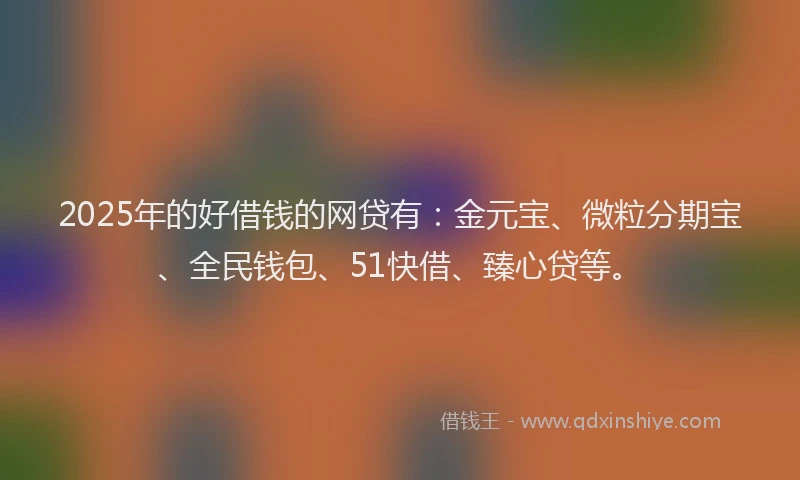 2025年的好借钱的网贷有：金元宝、微粒分期宝、全民钱包、51快借、臻心贷等。