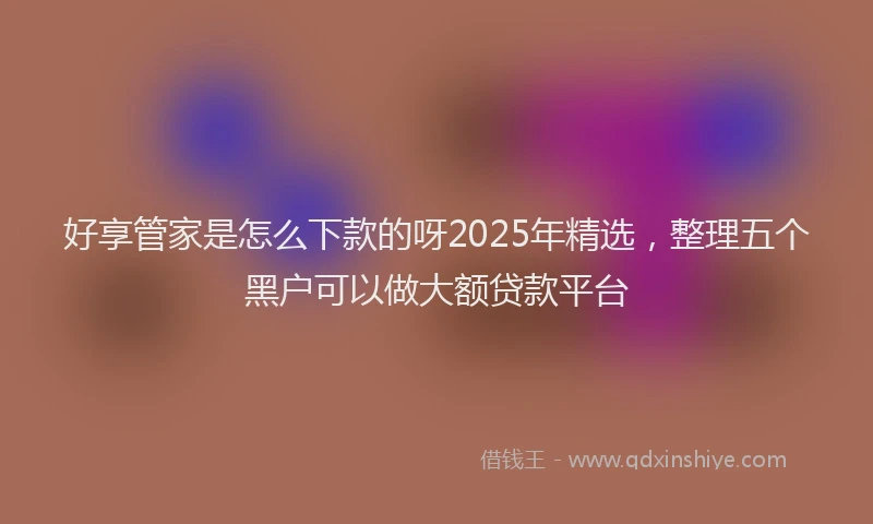 好享管家是怎么下款的呀2025年精选，整理五个黑户可以做大额贷款平台
