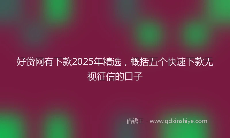 好贷网有下款2025年精选，概括五个快速下款无视征信的口子