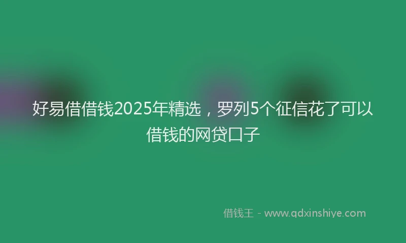 好易借借钱2025年精选，罗列5个征信花了可以借钱的网贷口子