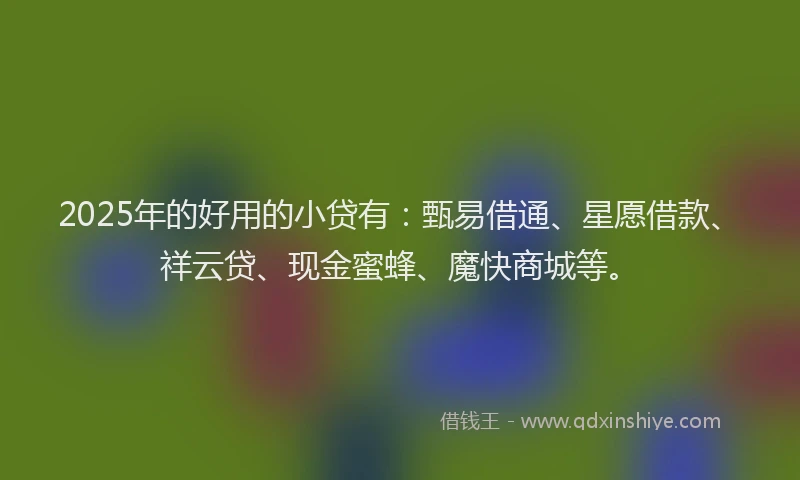 2025年的好用的小贷有：甄易借通、星愿借款、祥云贷、现金蜜蜂、魔快商城等。