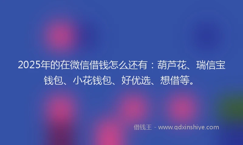 2025年的在微信借钱怎么还有：葫芦花、瑞信宝钱包、小花钱包、好优选、想借等。