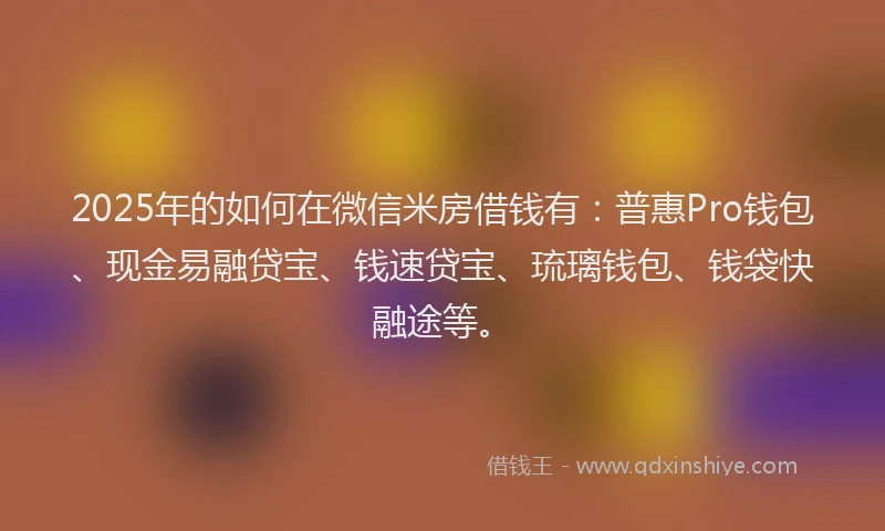 2025年的如何在微信米房借钱有：普惠Pro钱包、现金易融贷宝、钱速贷宝、琉璃钱包、钱袋快融途等。