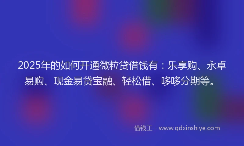 2025年的如何开通微粒贷借钱有：乐享购、永卓易购、现金易贷宝融、轻松借、哆哆分期等。