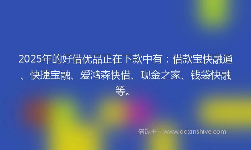 2025年的好借优品正在下款中有：借款宝快融通、快捷宝融、爱鸿森快借、现金之家、钱袋快融等。