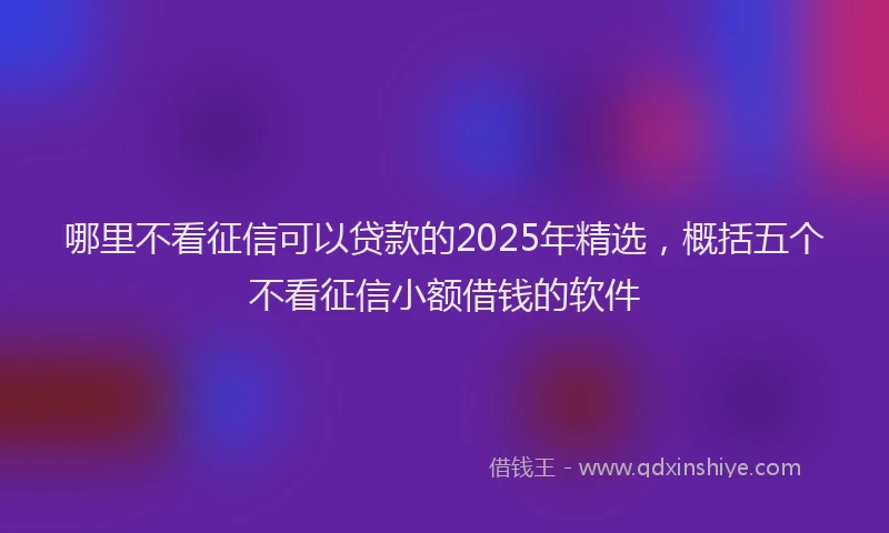 哪里不看征信可以贷款的2025年精选，概括五个不看征信小额借钱的软件