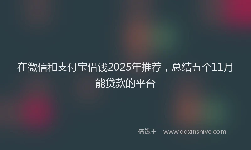 在微信和支付宝借钱2025年推荐，总结五个11月能贷款的平台