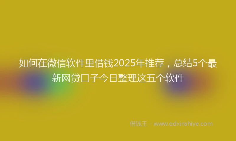 如何在微信软件里借钱2025年推荐，总结5个最新网贷口子今日整理这五个软件