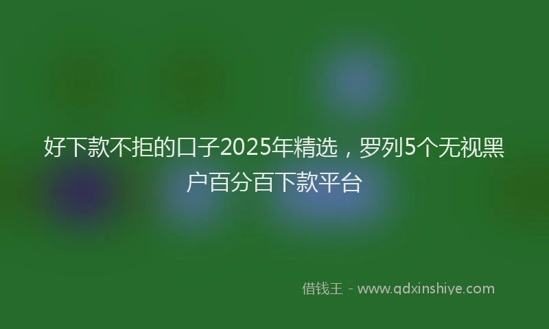 好下款不拒的口子2025年精选，罗列5个无视黑户百分百下款平台