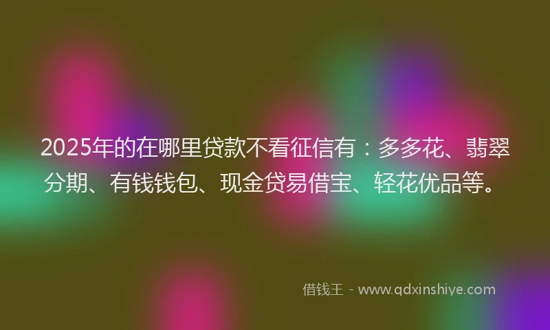 2025年的在哪里贷款不看征信有：多多花、翡翠分期、有钱钱包、现金贷易借宝、轻花优品等。