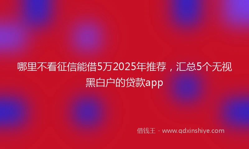 哪里不看征信能借5万2025年推荐，汇总5个无视黑白户的贷款app