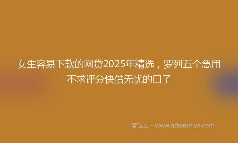 女生容易下款的网贷2025年精选，罗列五个急用不求评分快借无忧的口子