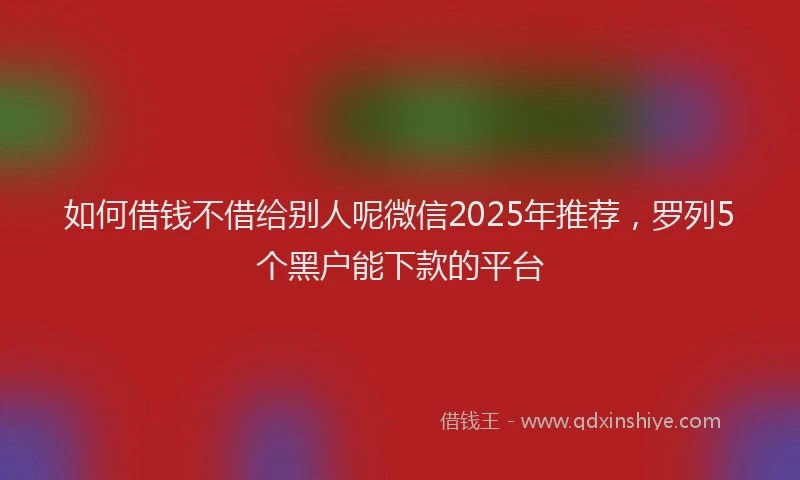 如何借钱不借给别人呢微信2025年推荐，罗列5个黑户能下款的平台