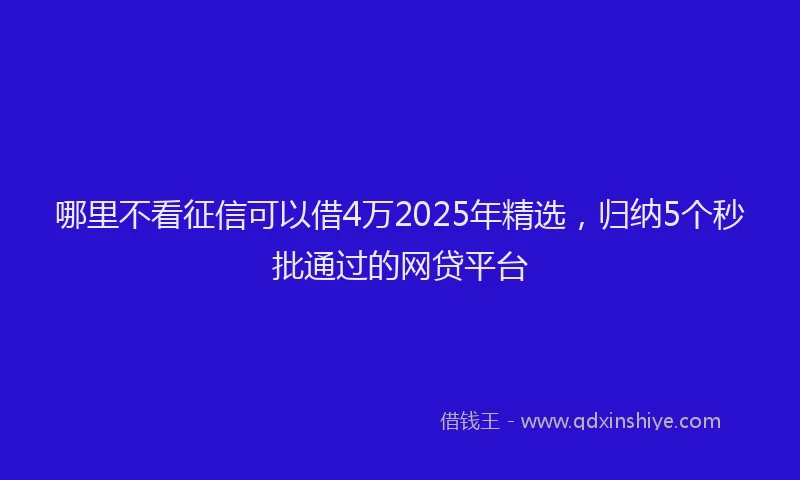 哪里不看征信可以借4万2025年精选，归纳5个秒批通过的网贷平台