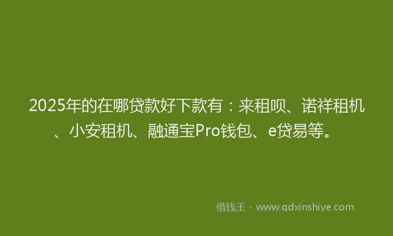2025年的在哪贷款好下款有：来租呗、诺祥租机、小安租机、融通宝Pro钱包、e贷易等。