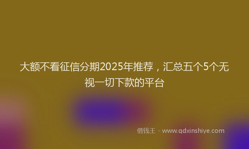 大额不看征信分期2025年推荐，汇总五个5个无视一切下款的平台