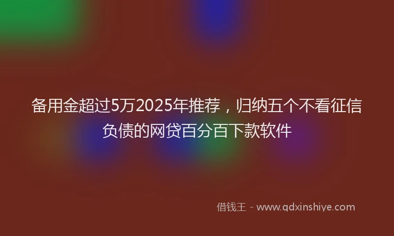 备用金超过5万2025年推荐，归纳五个不看征信负债的网贷百分百下款软件