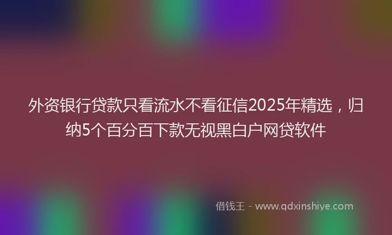 外资银行贷款只看流水不看征信2025年精选，归纳5个百分百下款无视黑白户网贷软件