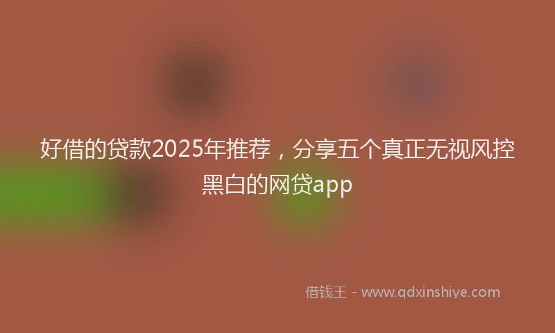 好借的贷款2025年推荐，分享五个真正无视风控黑白的网贷app