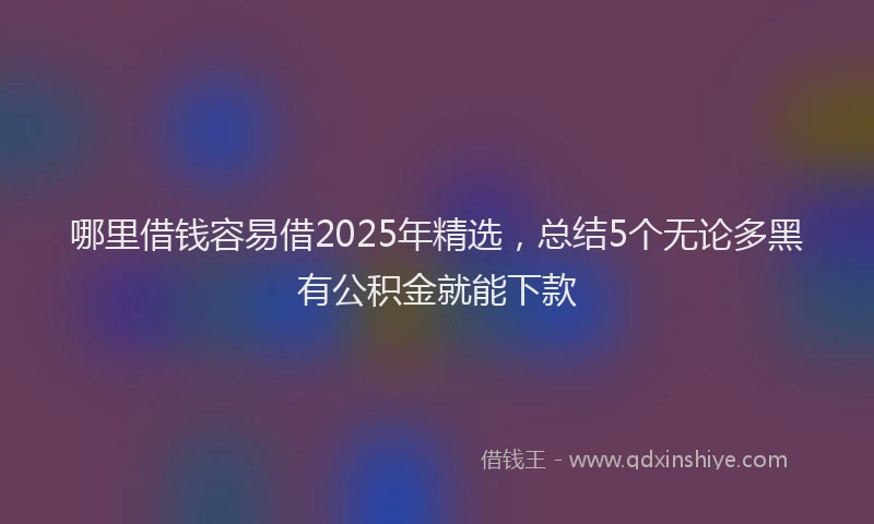 哪里借钱容易借2025年精选，总结5个无论多黑有公积金就能下款