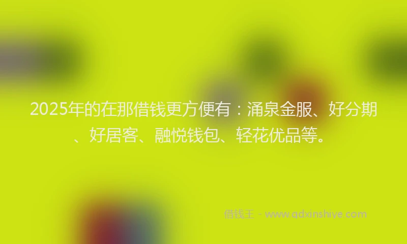 2025年的在那借钱更方便有：涌泉金服、好分期、好居客、融悦钱包、轻花优品等。